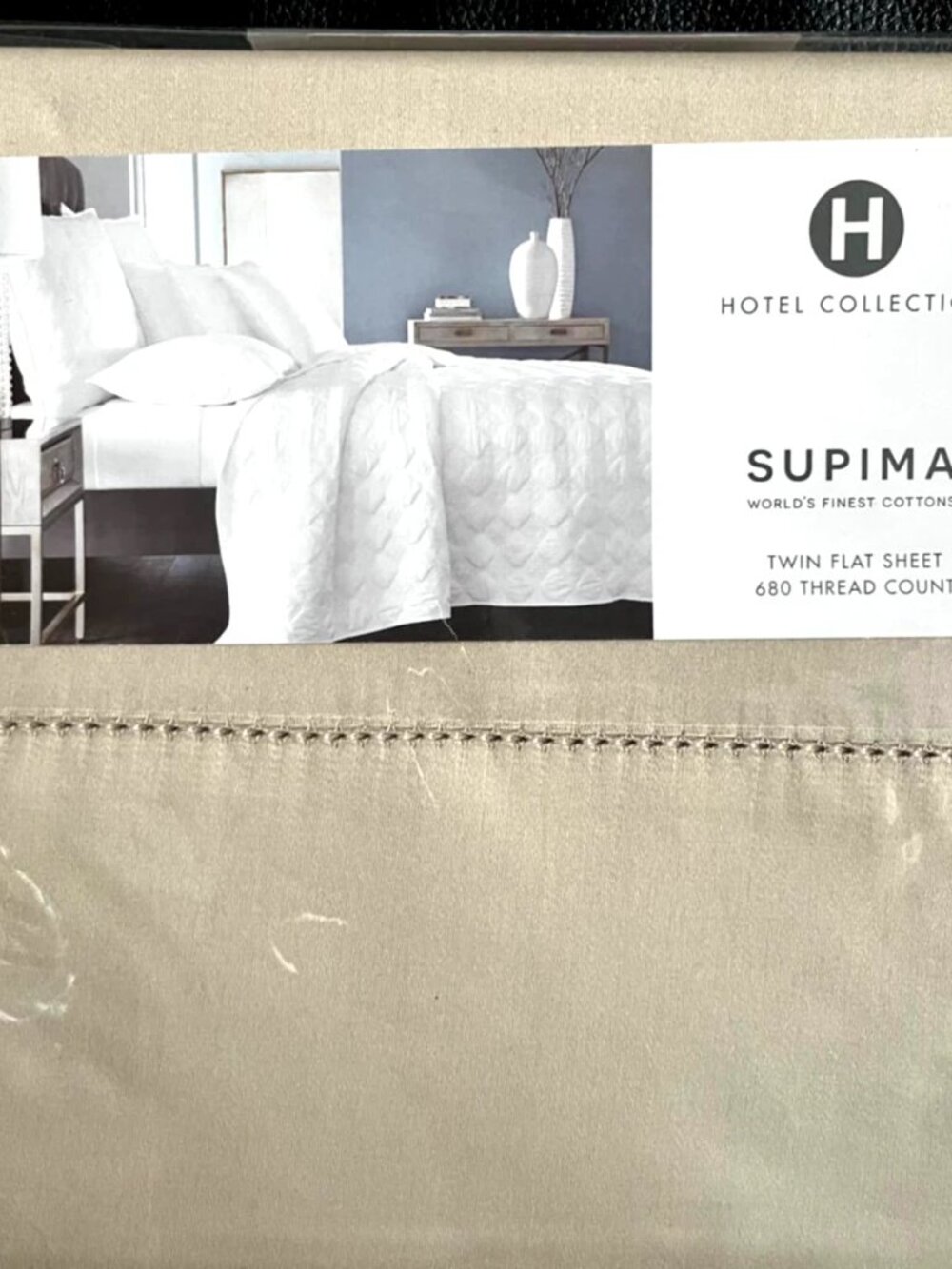 Hotel Collection 680 TC 100% Supima Cotton Twin Flat Sheet Mint